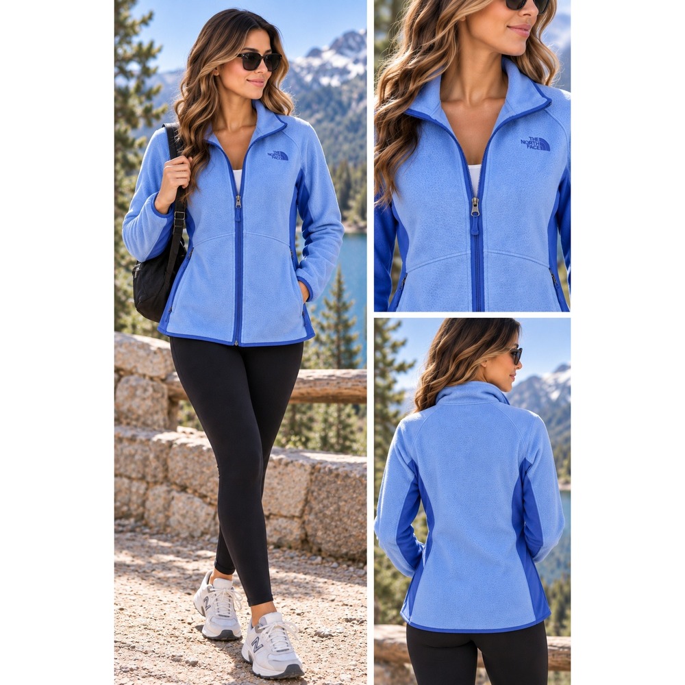 The North Face Womens‎ M Blue Fleece Jacket Full Zip Outdoor Athletic Hiking